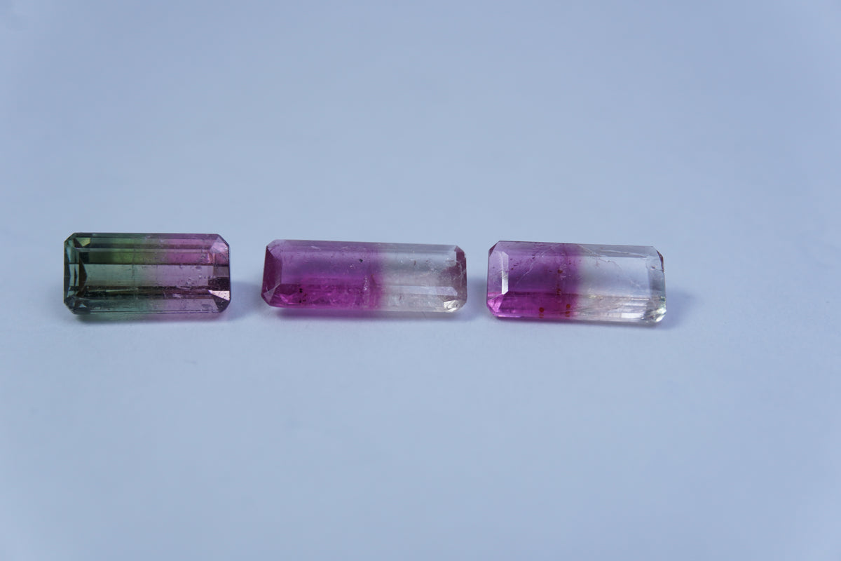 2.55ct Tourmaline bicolor 10x4mm / 9x4mm / 8x4mm