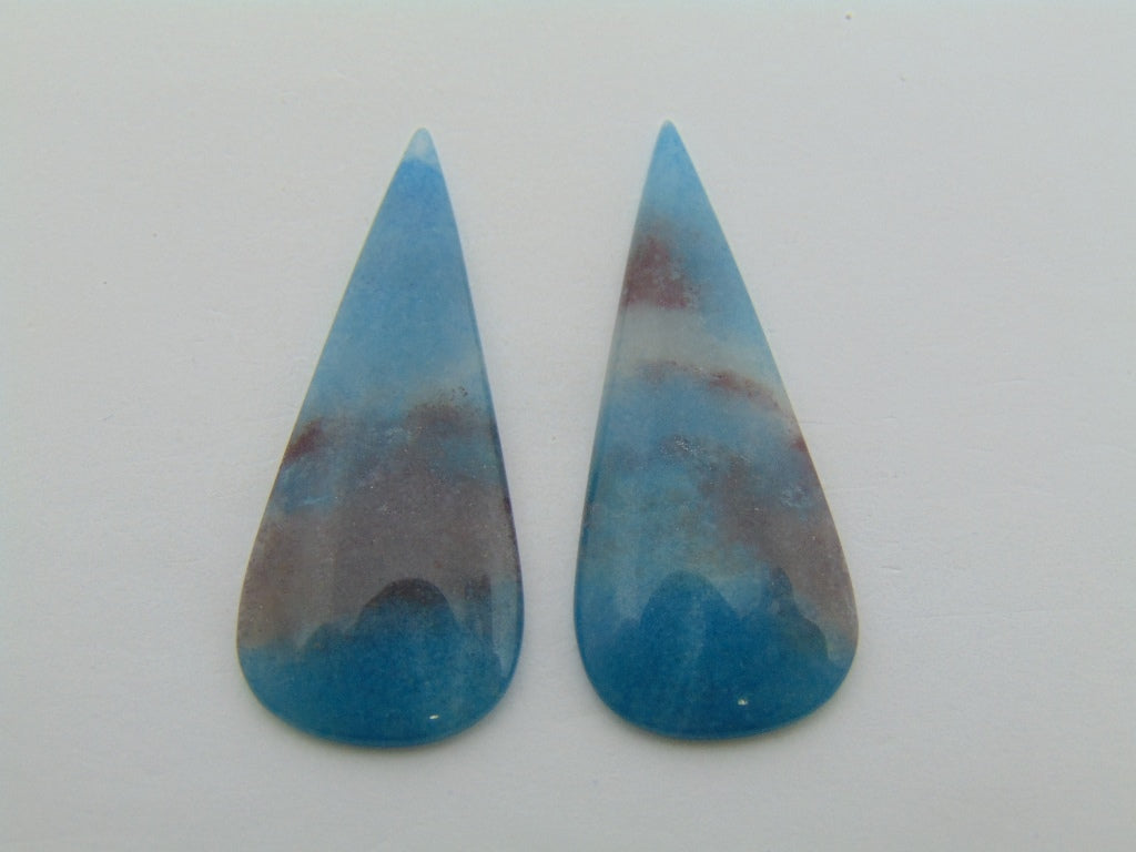 35.30ct Lazulite Cabochon Pair 42x18mm