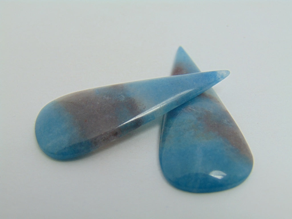 35.30ct Lazulite Cabochon Pair 42x18mm