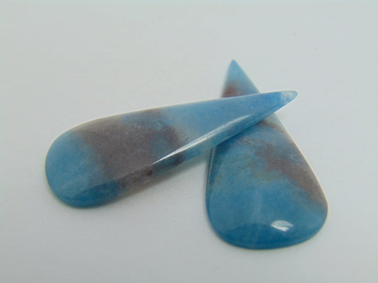35.30ct Lazulite Cabochon Pair 42x18mm