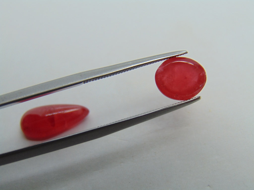 6.70ct Rhodonite Cabochon 14x7mm 9x7mm