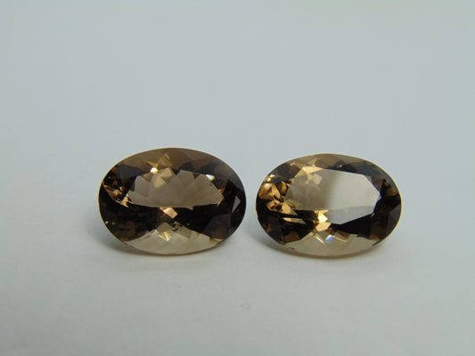 23.15ct Quartz Smoky Pair 18x14mm