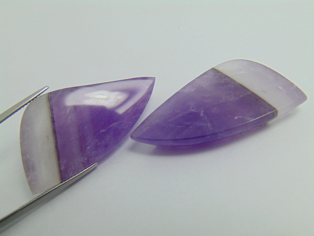 71.20ct Amethyst Bicolor Pair 38x18mm