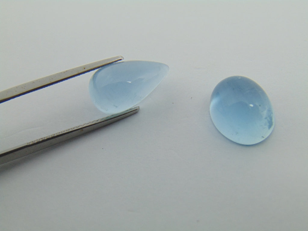 10.35cts Aquamarine Cabochon 11x9mm 14x8mm