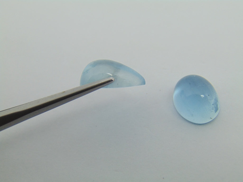 10.35cts Aquamarine Cabochon 11x9mm 14x8mm
