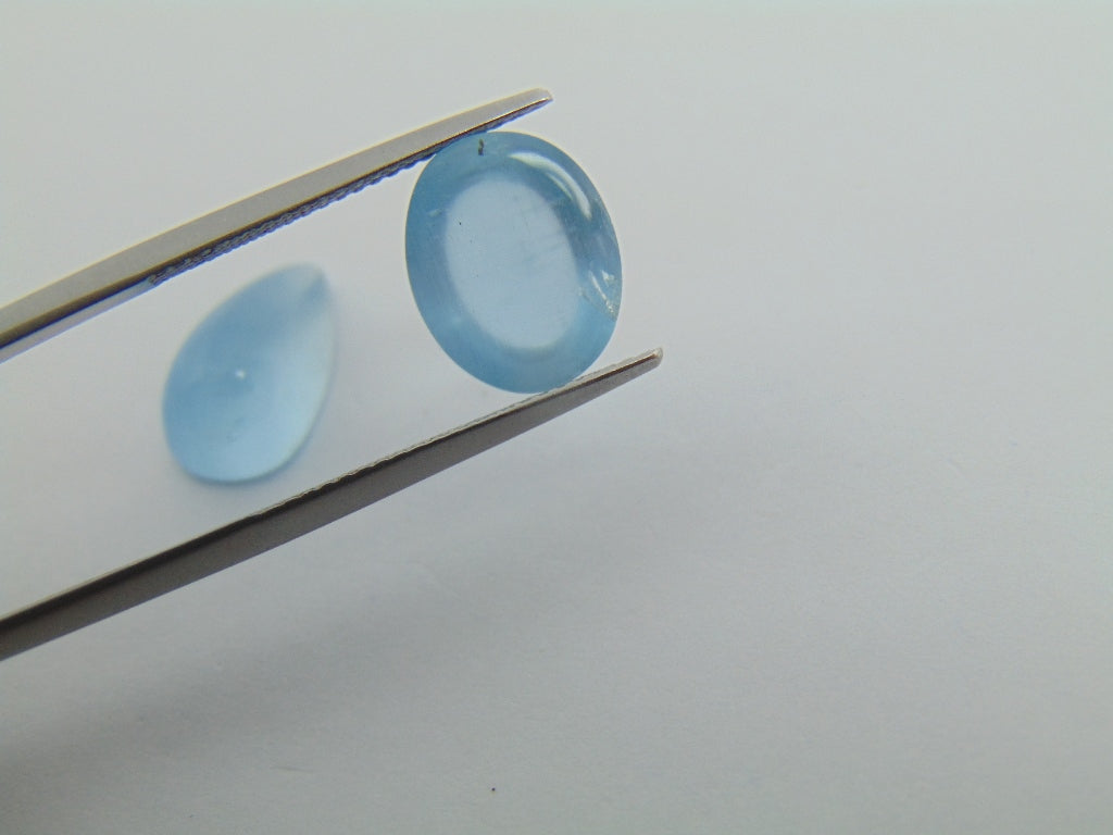 10.35cts Aquamarine Cabochon 11x9mm 14x8mm