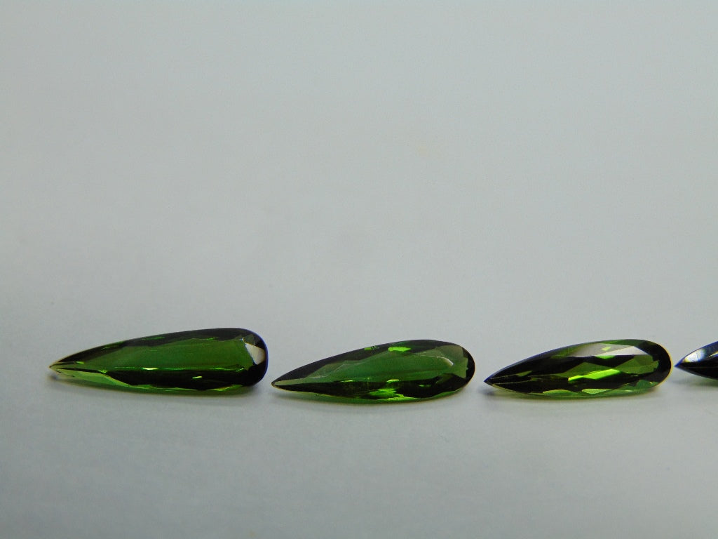3.85ct Tourmaline 5x4mmm 14x4mm 12x3.5mm 12.5x4mm