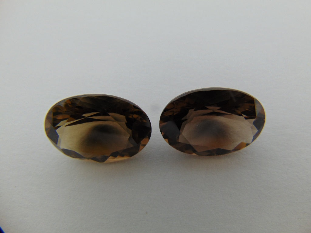 21.80cts Quartz (Smoky) Pair