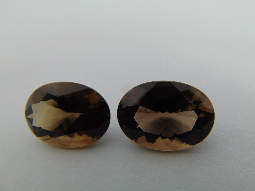 21.80cts Quartz (Smoky) Pair
