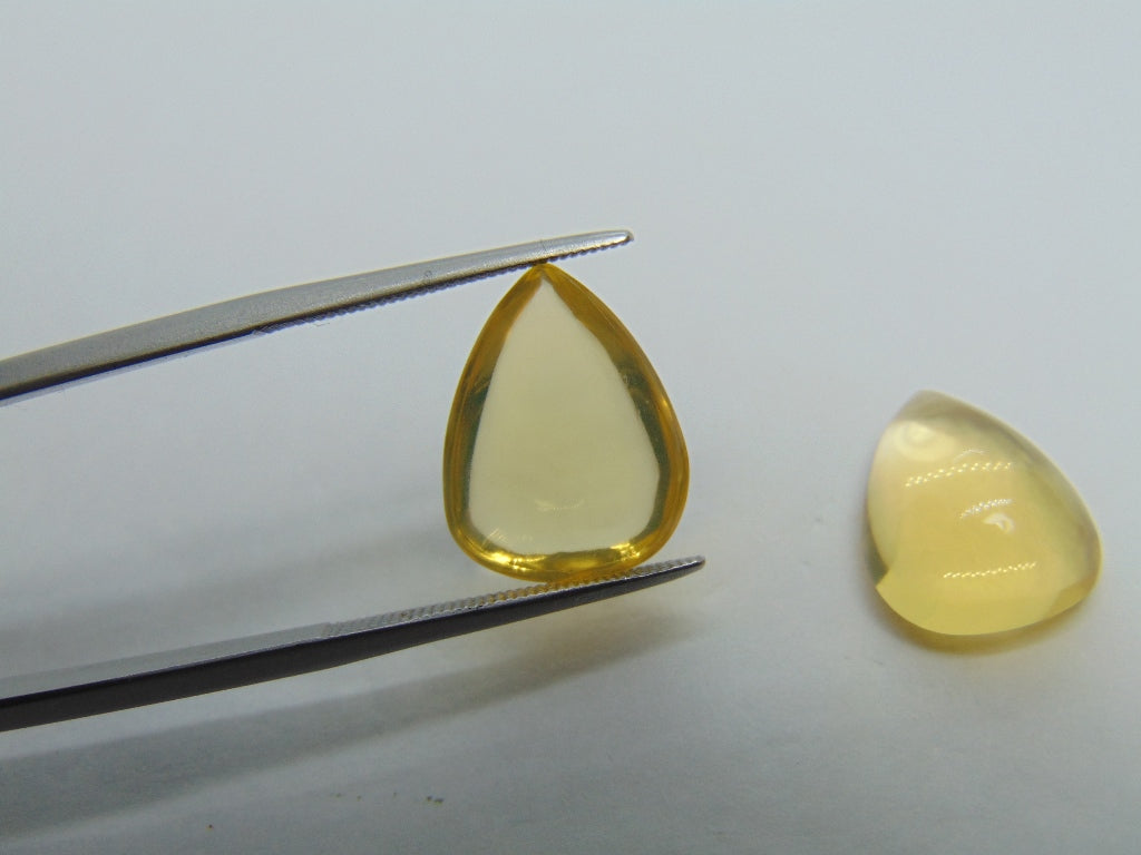 10.70ct Fire Opal Cabochon Pair 15x12mm
