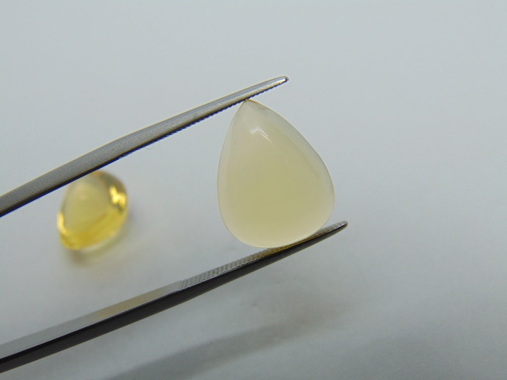 10.70ct Fire Opal Cabochon Pair 15x12mm
