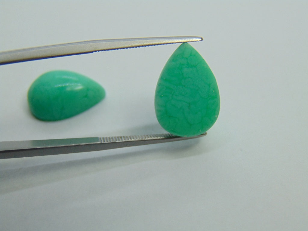 15ct Chrysoprase Cabochon Pair 16x11mm