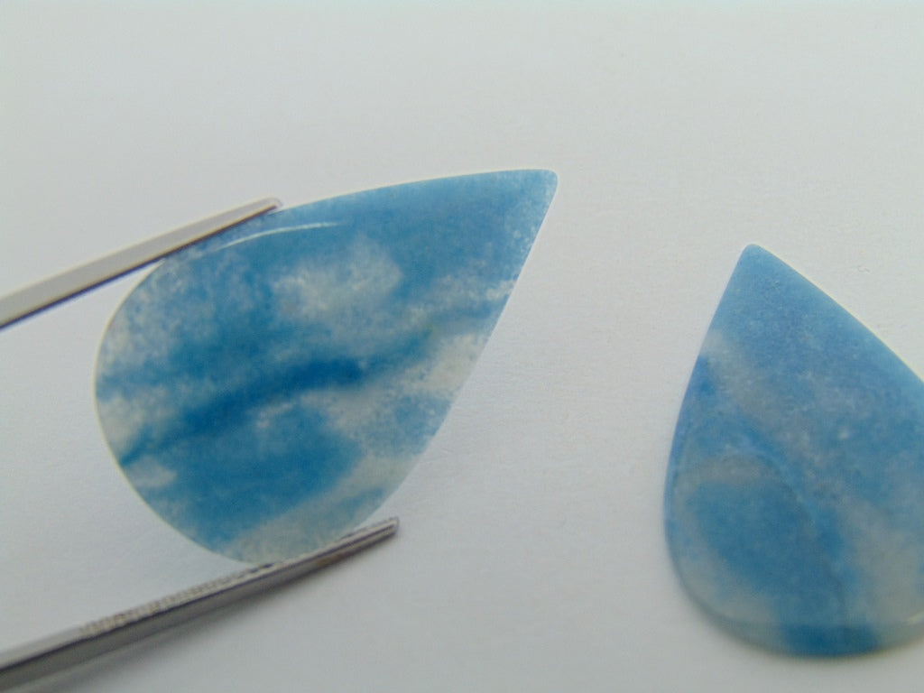 18.50ct Lazulite Cabochon Pair 31x9mm