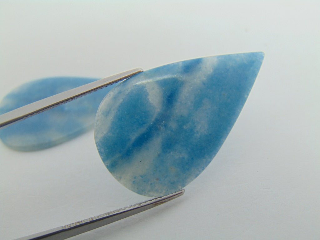18.50ct Lazulite Cabochon Pair 31x9mm