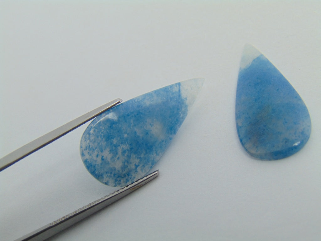 10.80ct Lazulite Cabochon Pair 16x12mm