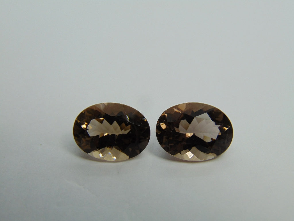 16.15ct Quartz Smoky Pair 16x12mm
