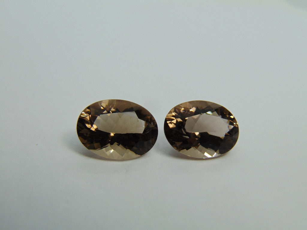 16.15ct Quartz Smoky Pair 16x12mm