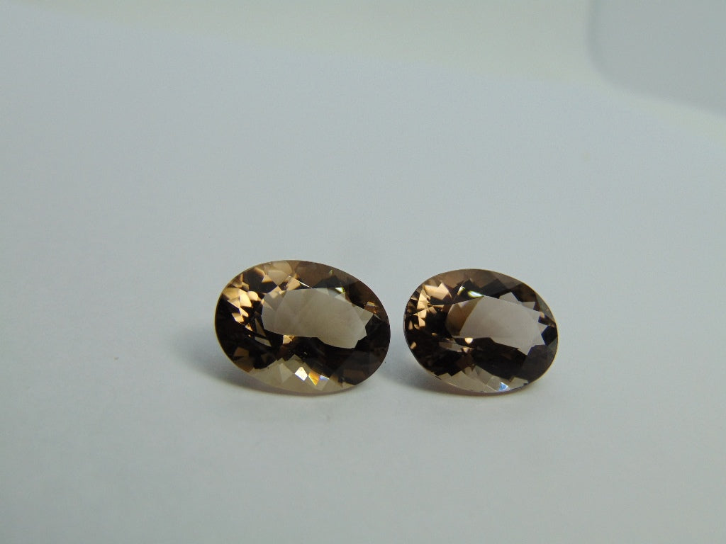 16.15ct Quartz Smoky Pair 16x12mm