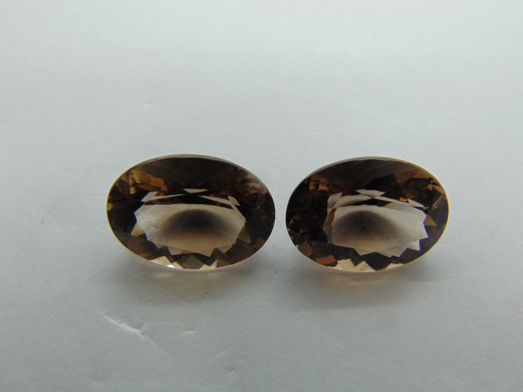 16.15ct Quartz Smoky Pair 16x12mm