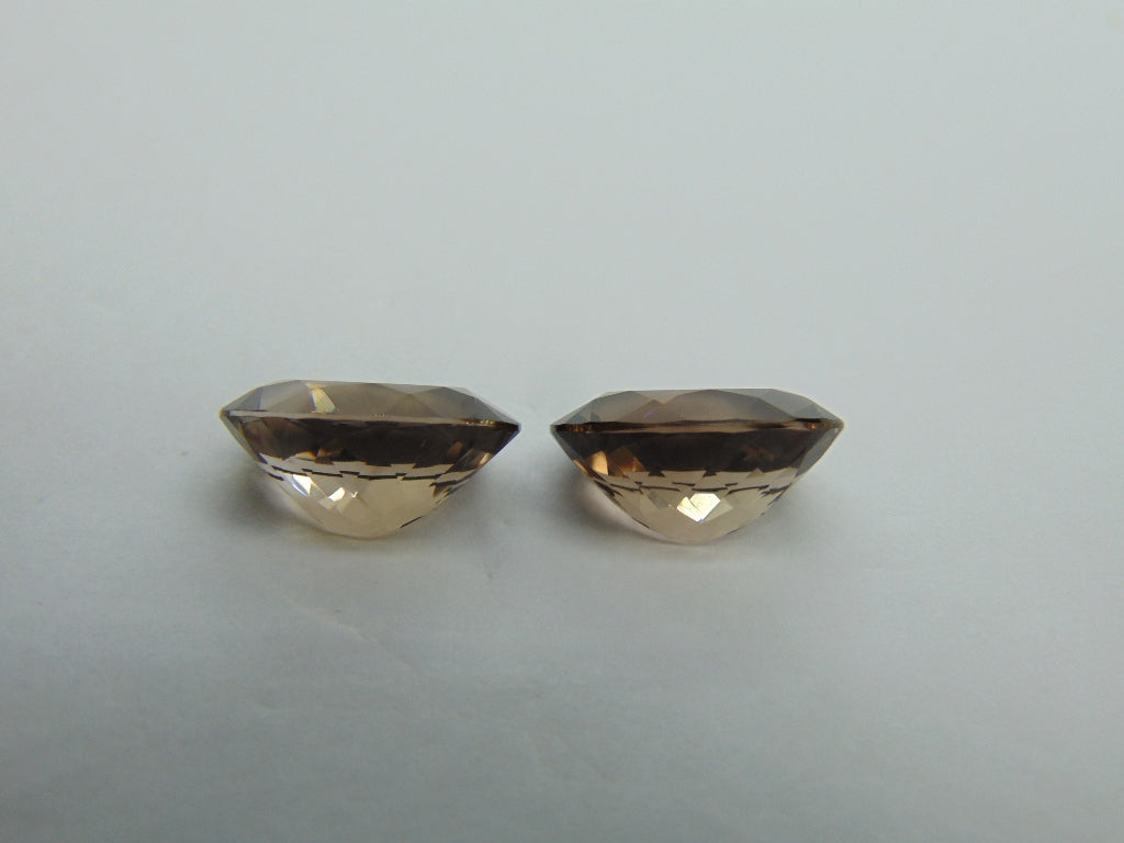 16.15ct Quartz Smoky Pair 16x12mm