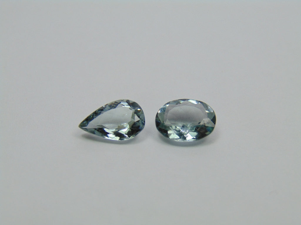 4.15ct  Aquamarine 11x7mm 10x8mm