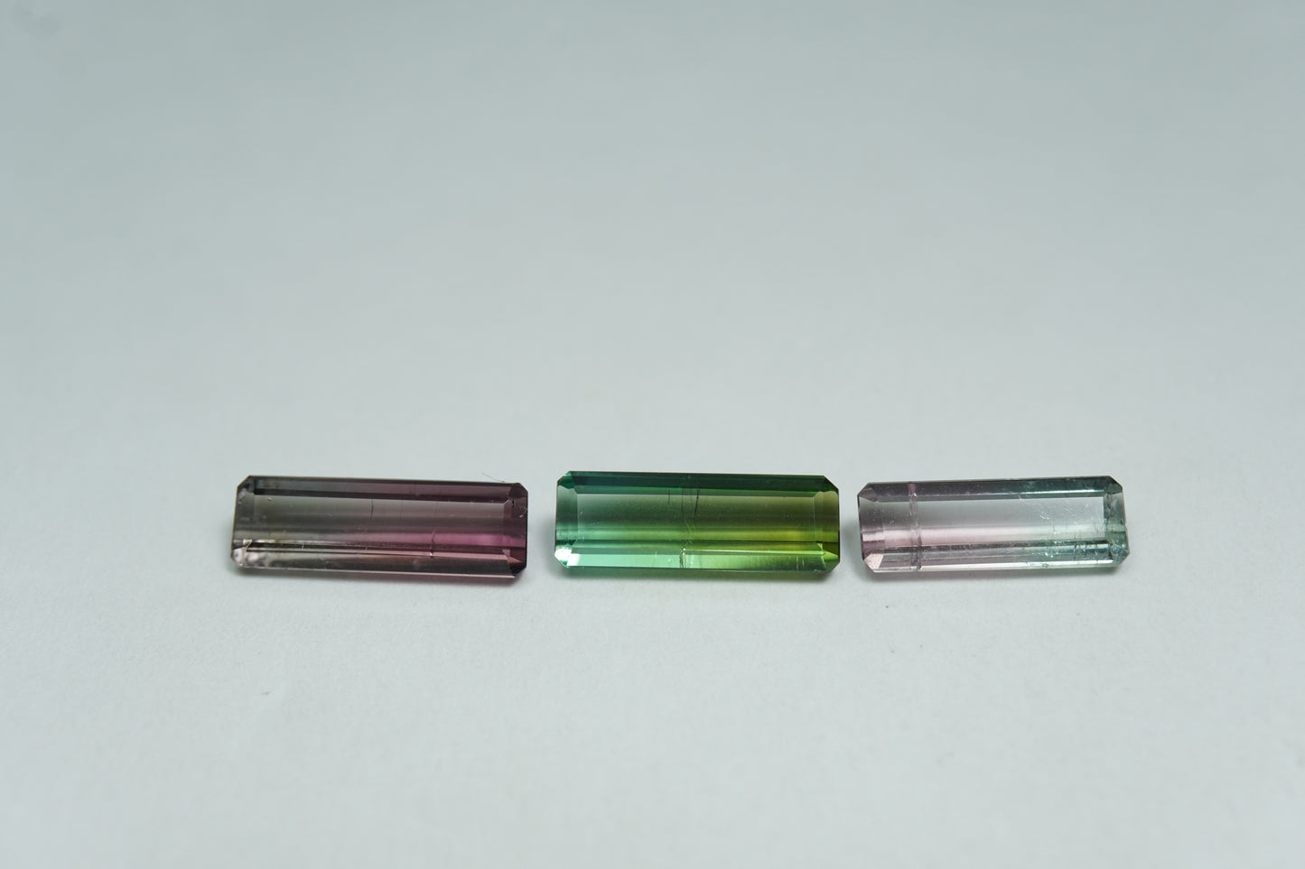 3.80ct Tourmaline bicolor 12x4mm / 11x4mm / 10.5x3.5mm