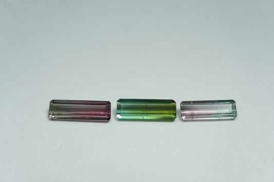 3.80ct Tourmaline bicolor 12x4mm / 11x4mm / 10.5x3.5mm