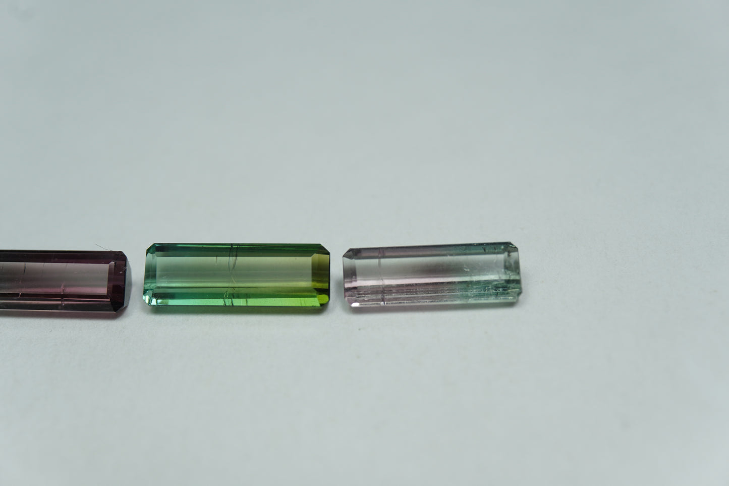 3.80ct Tourmaline bicolor 12x4mm / 11x4mm / 10.5x3.5mm