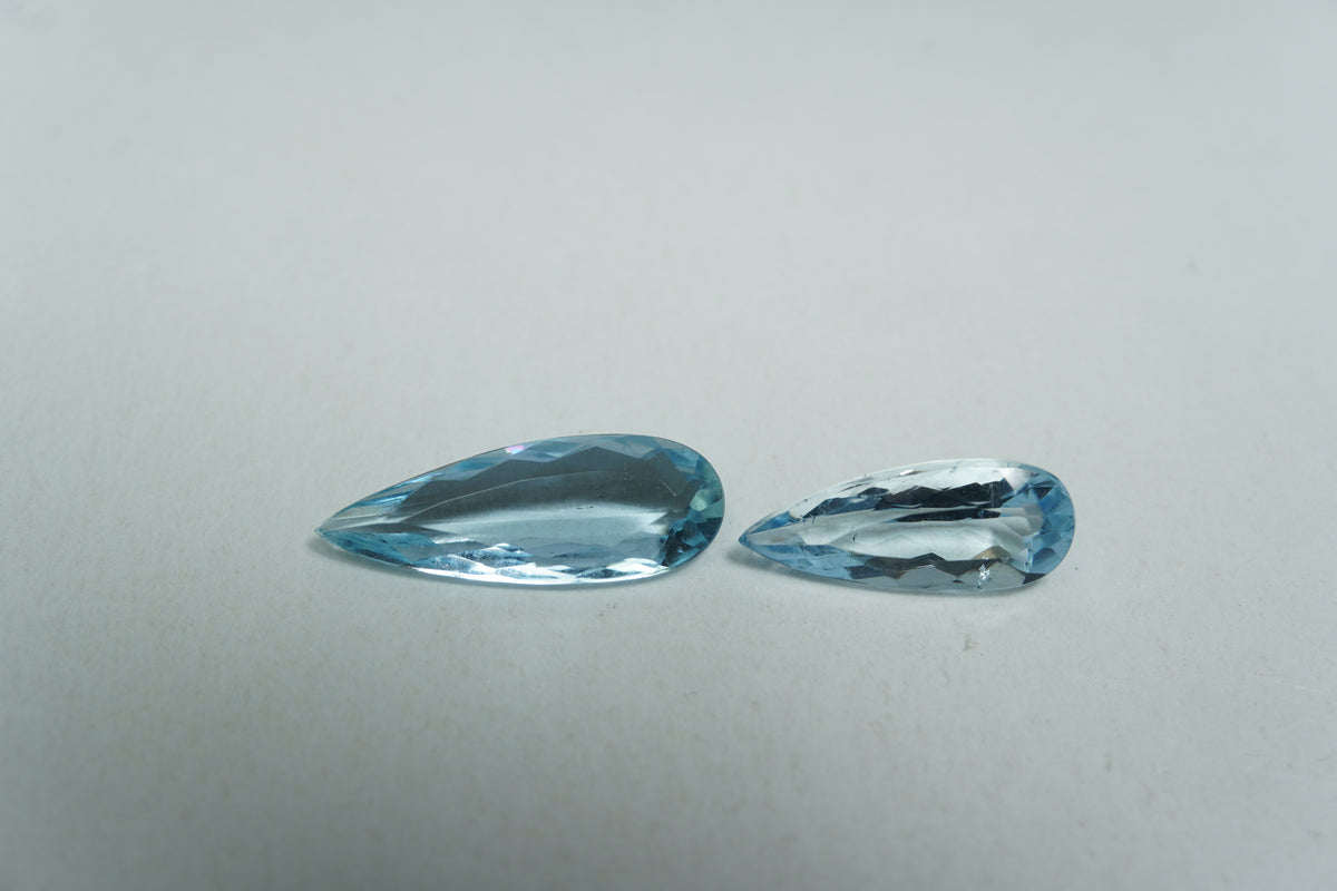 2.54ct Aquamarines 14.5x5mm / 11.5x5mm