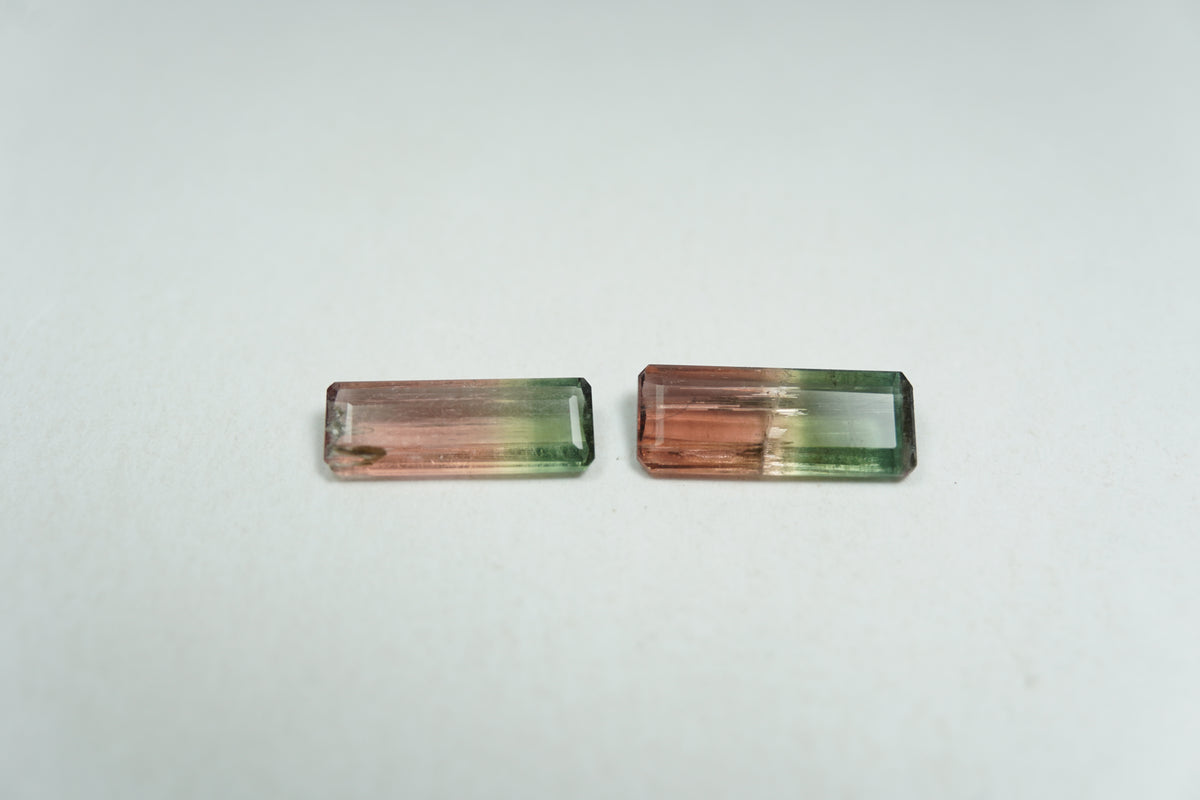1.41ct Tourmaline bicolor 10x4mm / 10x3.5mm