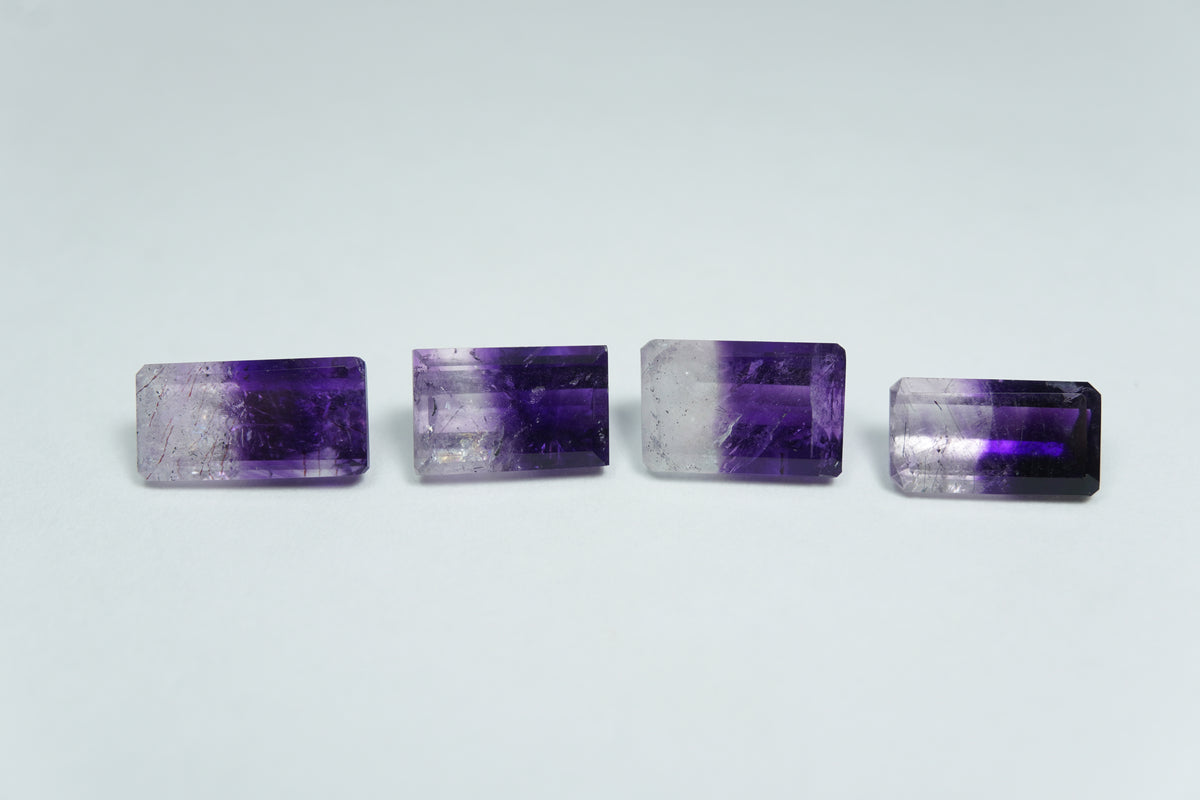 6.95ct Amethyst bicolor 10x5mm / 9x6mm / 9x5.5mm / 9x5mm