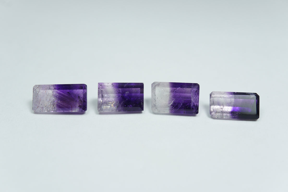 6.95ct Amethyst bicolor 10x5mm / 9x6mm / 9x5.5mm / 9x5mm