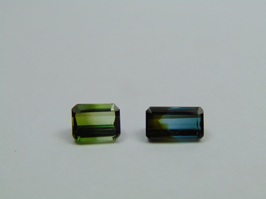 3.30ct Tourmalines Bicolor 7x6mm 9x5mm