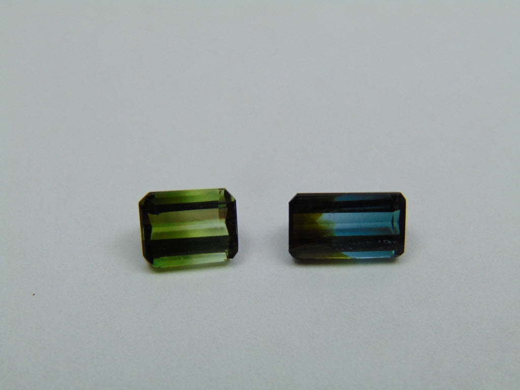 3.30ct Tourmalines Bicolor 7x6mm 9x5mm