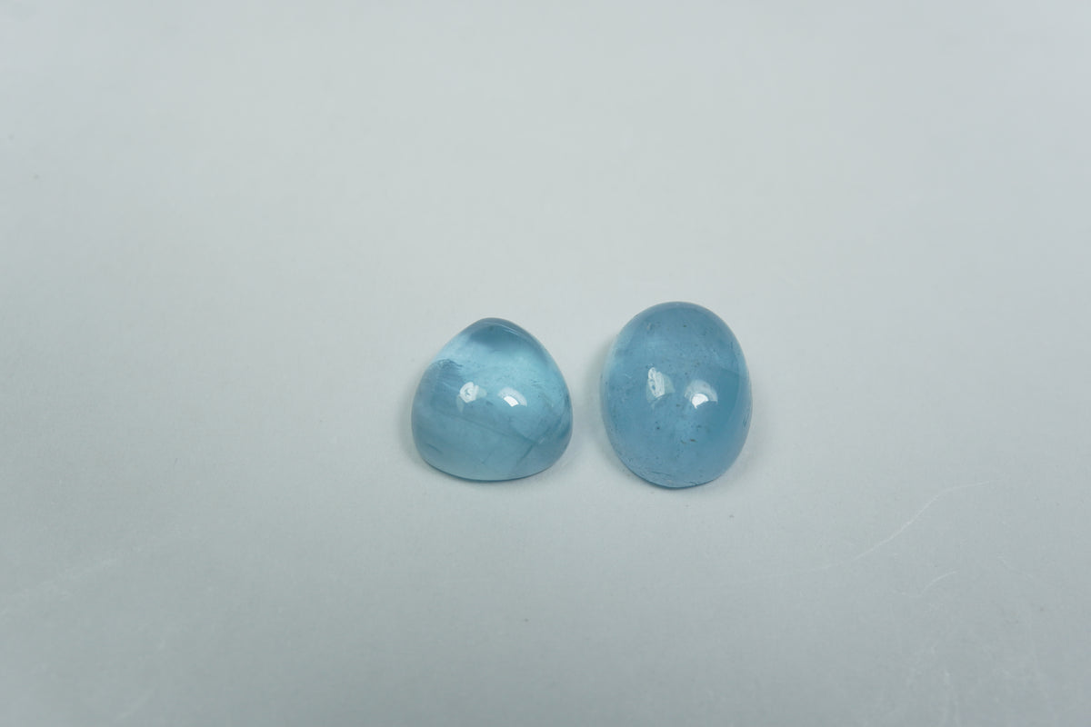 6.30ct Aquamarines cabochon 10x8mm / 9x8.5mm