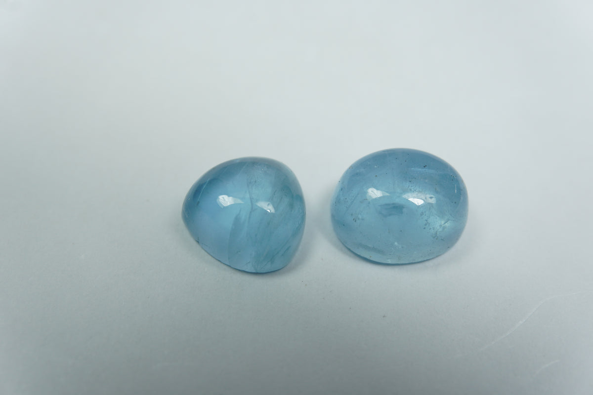 6.30ct Aquamarines cabochon 10x8mm / 9x8.5mm