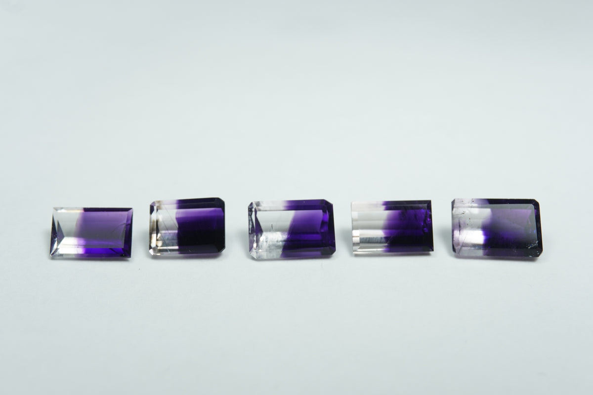 9.35ct Amethyst Bicolor 10x6.5mm / 9.5x6.5mm / 8.5x6mm / 9x6mm / 9x6mm