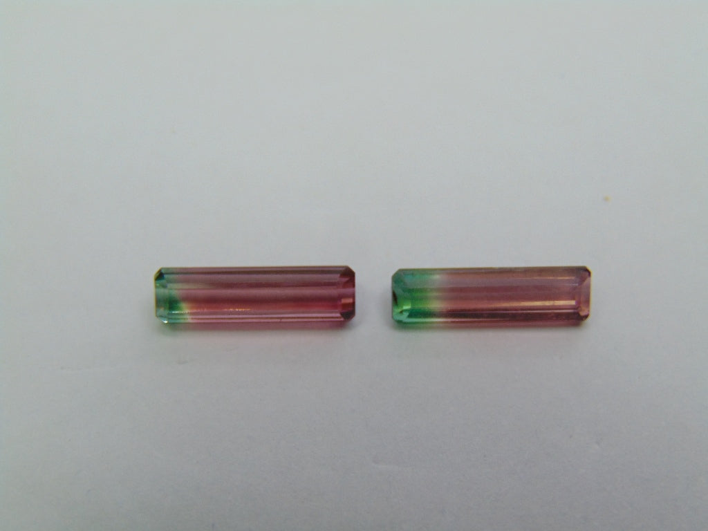 3.05ct Tourmaline Bicolor Pair 12x3mm