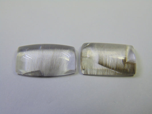 26.35ct Quartz With Inclusion Cabochon 21x11mm 19x12mm