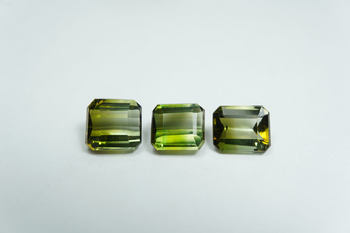 4.38ct Tourmalines bicolors 6mm / 6mm / 6mm