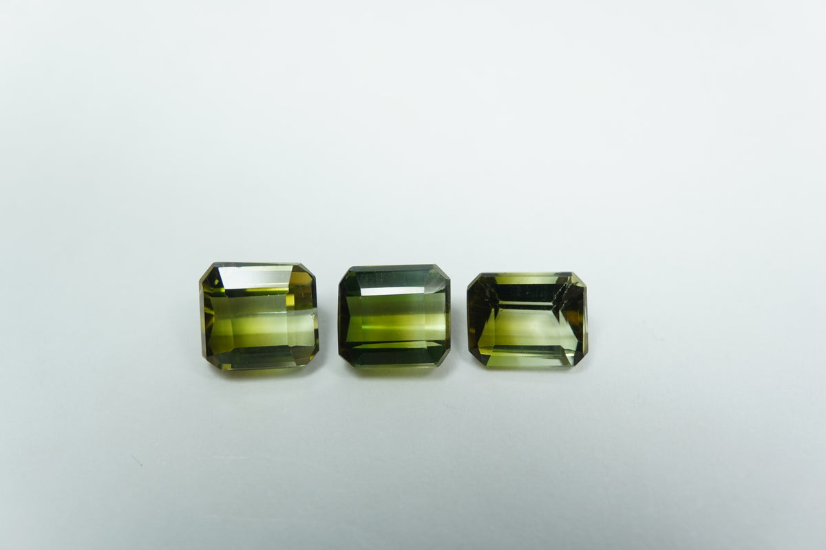 4.38ct Tourmalines bicolors 6mm / 6mm / 6mm