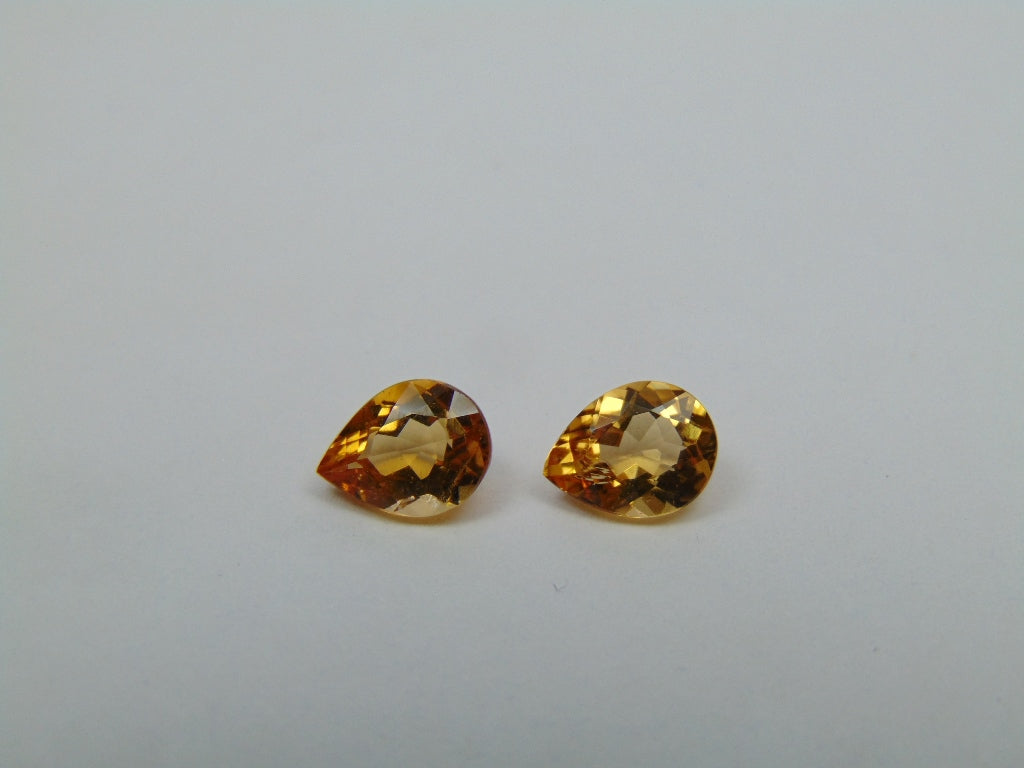 2.15ct Imperial Topaz Pair 7x6mm