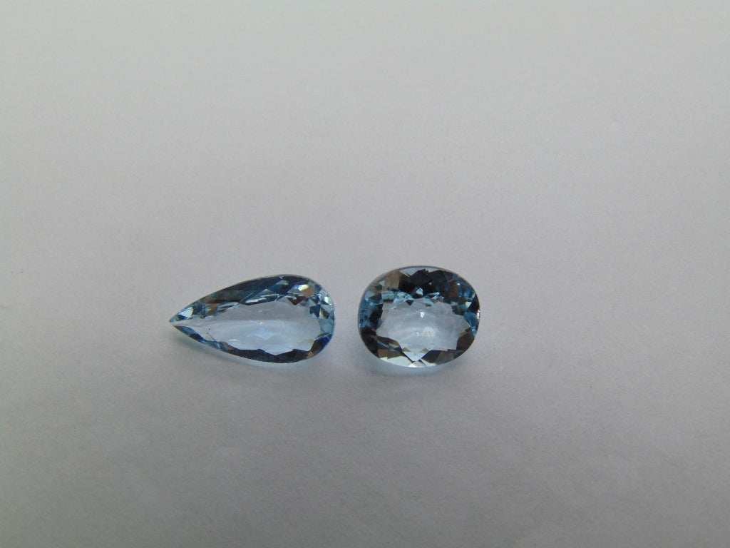 2.68ct Aquamarine 11x6mm 8x7mm