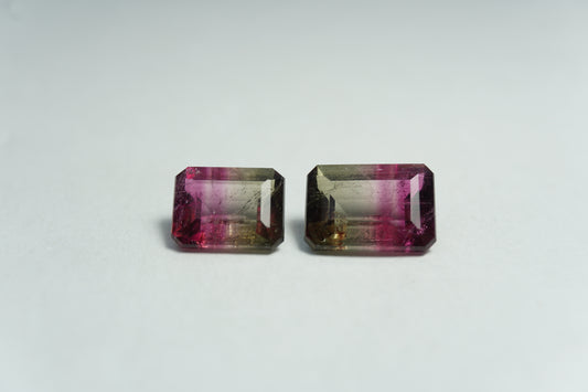 4.25ct Tourmaline bicolor 9.5x7mm / 8x6.5mm