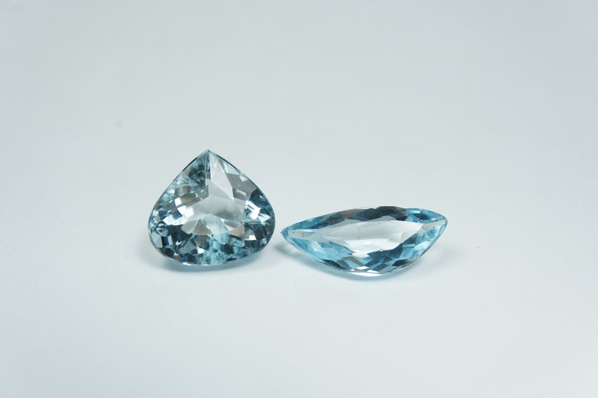 2.91ct Aquamarines 12x5mm / 9x8mm