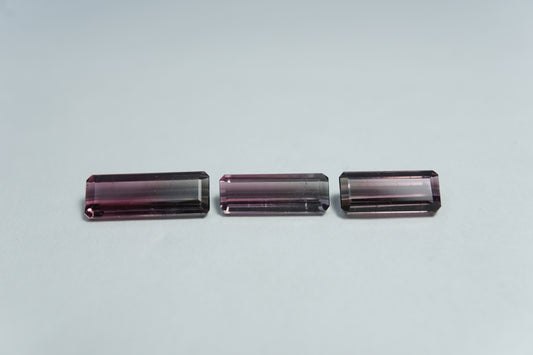 4.30ct Tourmalines bicolor 12x4.5mm / 11x4mm / 10x4mm