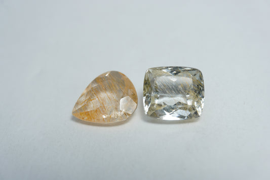 10.88ct Topaz with rutile 10x9mm / 12mm