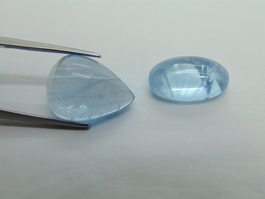 14.75ct Aquamarine Cabochon 16x12mm 15x9mm