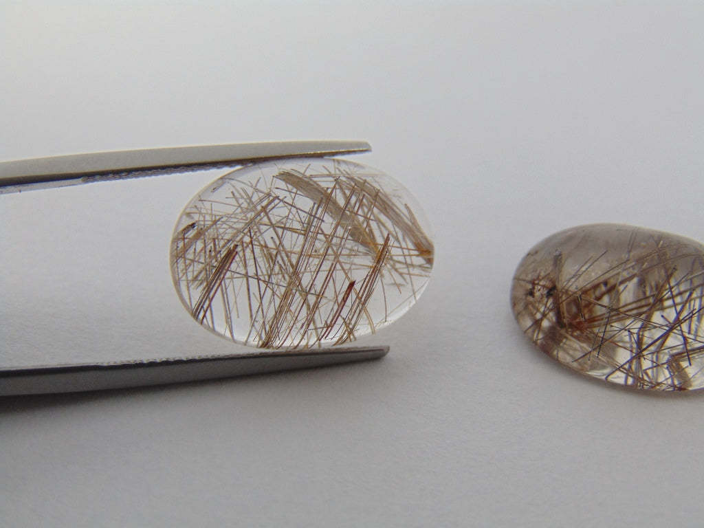 24.20ct Quartz With Rutile Pair 18x13mm