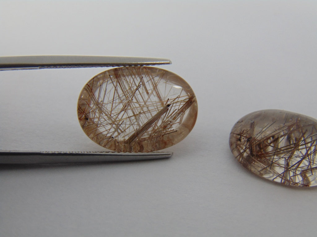 24.20ct Quartz With Rutile Pair 18x13mm